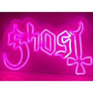 GHOST Deep Pink Color NEON LED Acrylic Sign 15"x11" USB Powered w Switch NEW